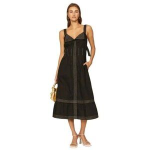 Hofmann Copenhagen Ines Black White Midi Dress Contrast Stitch Size EU 34